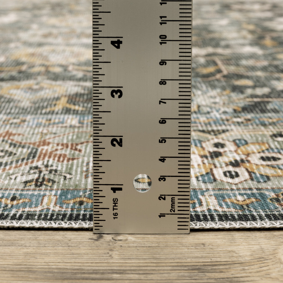Celestia Machine Washable Vintage Indoor Area Rug, Charcoal, 7'6"x10'