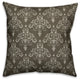 I Dark Gray Damask Monogram Spun Poly Pillow, 18x18
