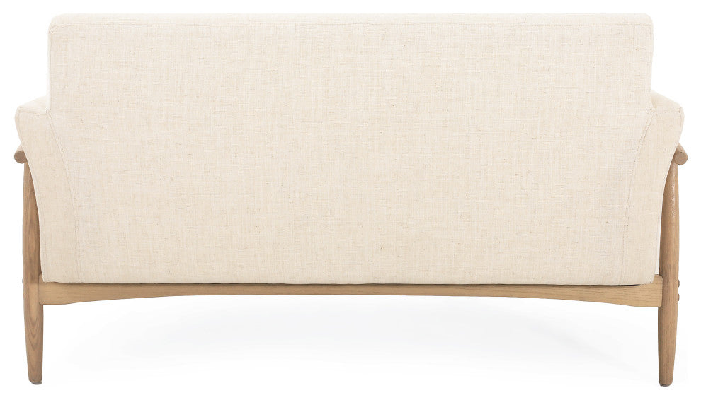 Salsa Uphostered Elm Wood Frame Loveseat, Beige