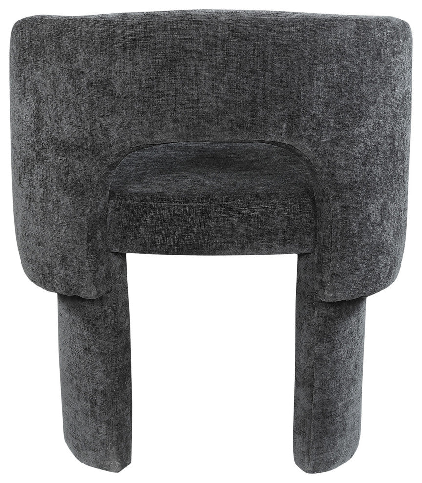 Emmet Boucle Fabric Dining Chair / Accent Chair, Black, Chenille Fabric