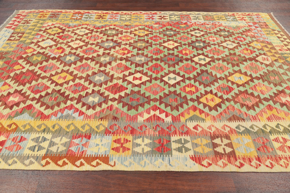 Kilim Hand-Woven Southwestern Traditional Turkish Oriental Area Rug, 9'7"x6'6