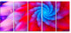 Rotating Red Pink Fractal Flower, Floral Canvas Art Print, 60"x28", 5 Panels