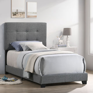 Kent Upholstered Platform Bed, Addyson Gunmetal Fabric, Twin