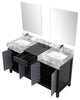 Zilara 60" Black and Grey Double Vanity Set, Monte Chrome Faucet Set