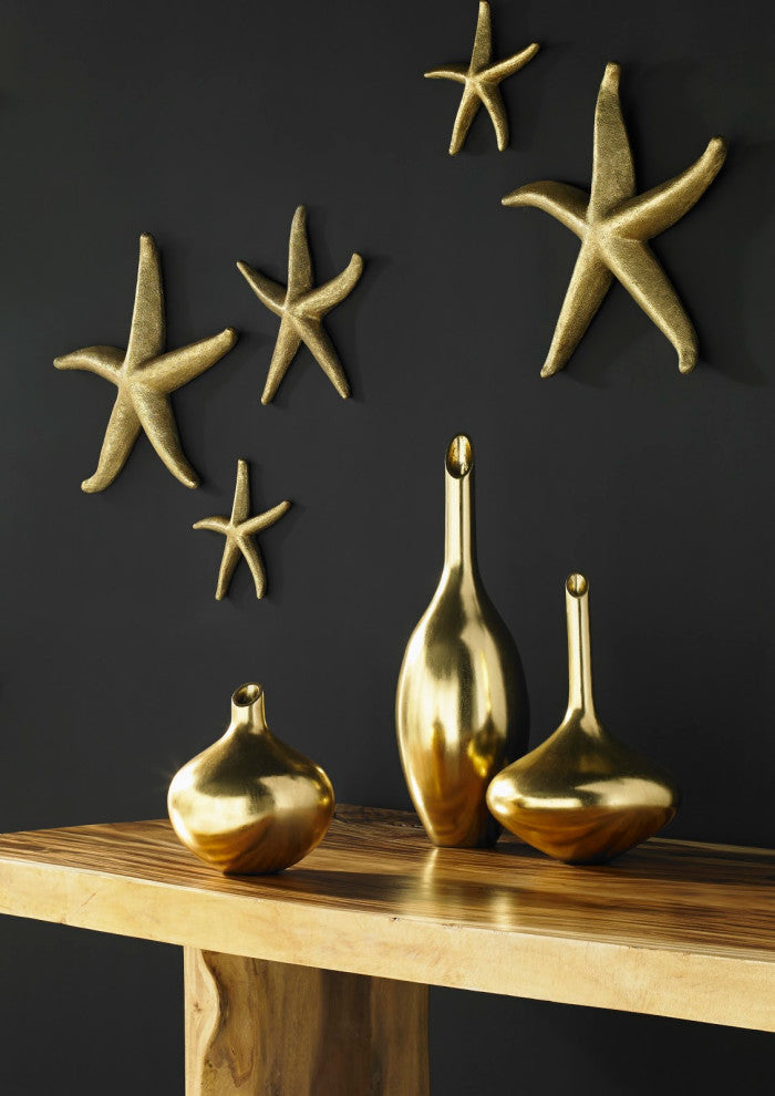 Starfish, Gold Leaf, 4-Piece Set, Small, Gold, Medium