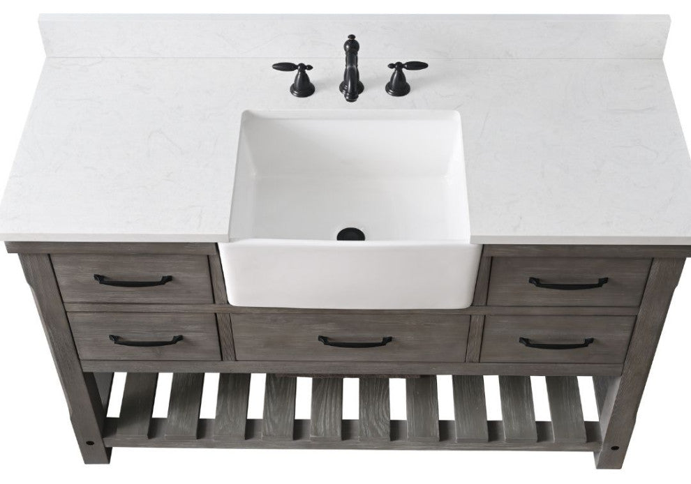 Wesley 54" Bathroom Vanity, Weathered Gray
