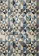 8"x11" Blue Beige Nested Diamonds Modern Area Rug