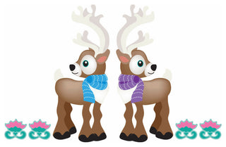 Frozen Inspired Reindeer Fabric Walll Decals With 4 Flowers