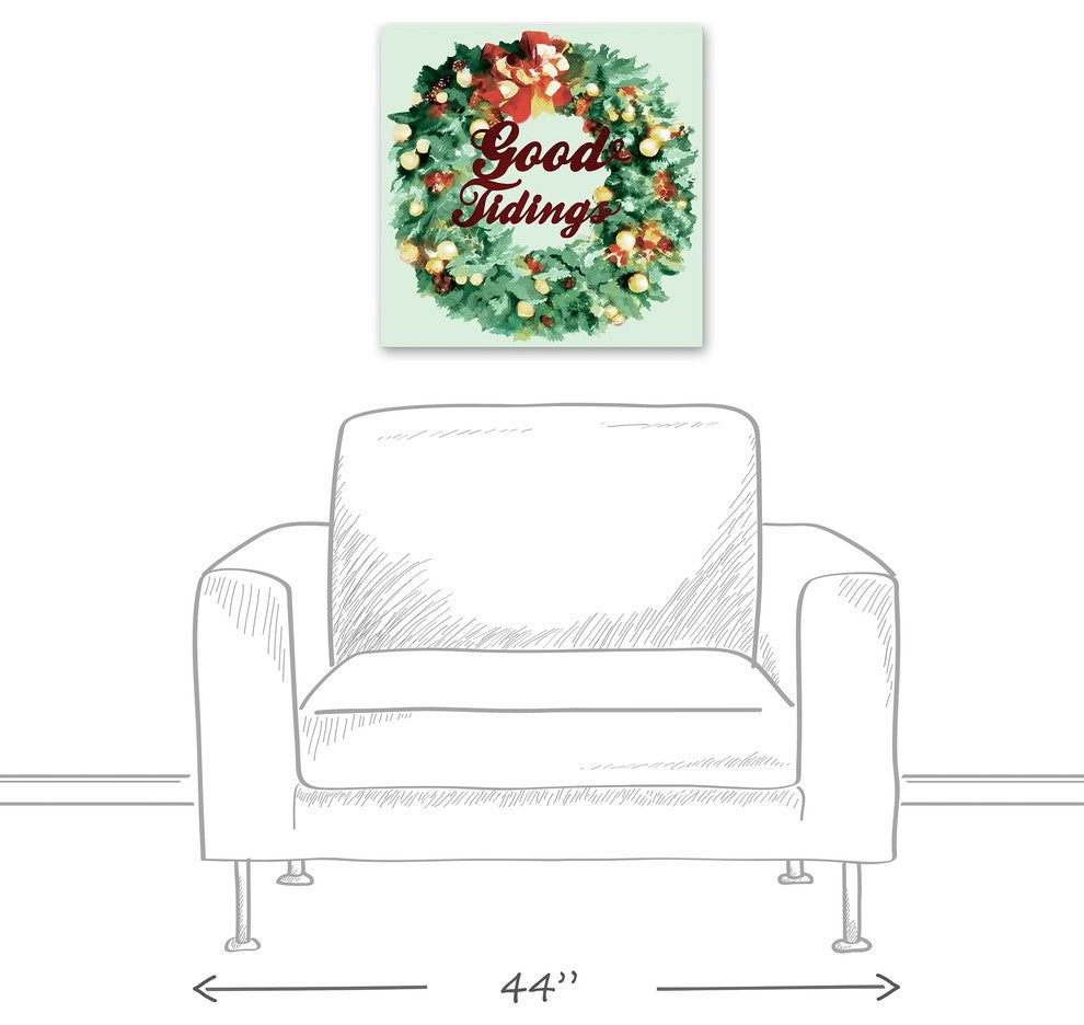 Good Tidings Wreath Canvas Wall Art, 20"x20"