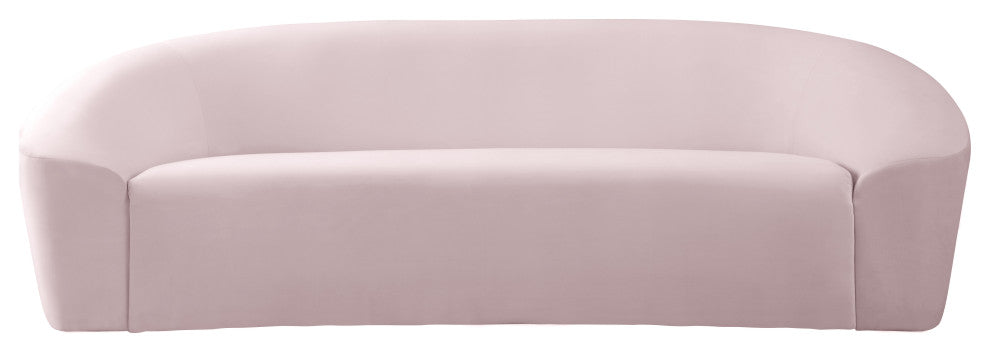 Riley Velvet Upholstered Rounded Sofa, Pink