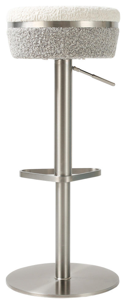 Astro White and Grea Boucle Adjustable Stool