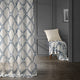 Normandy Blue Printed Faux Linen Sheer Fabric Sample, 4Wx4L