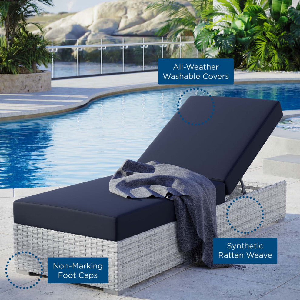 Convene Outdoor Patio Chaise Light Gray Navy