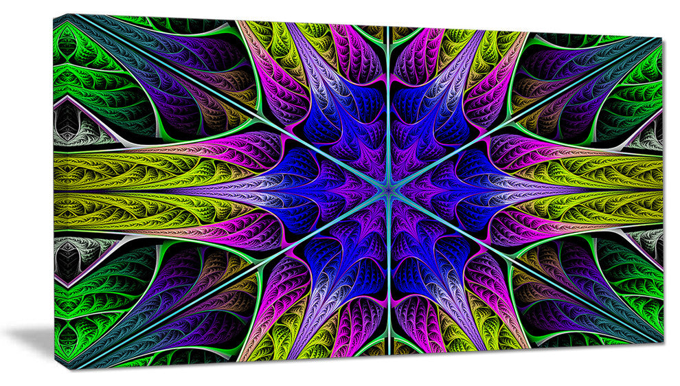 Star Shaped Blue Stained Glass, Abstract Canvas Art Print, 40x20