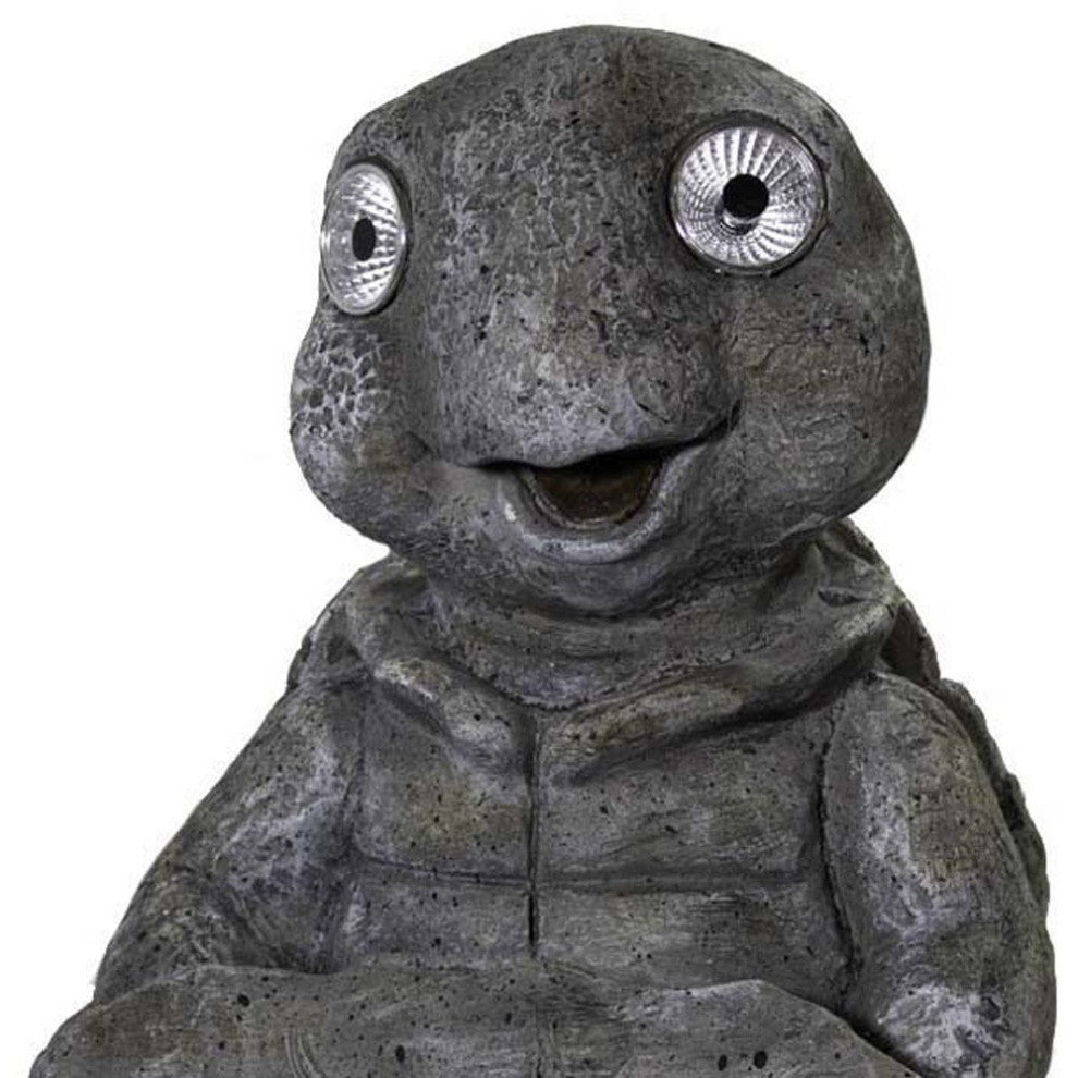 17" Happy Turtle Birdbath Birdfeeder Solar Outdoor Statue