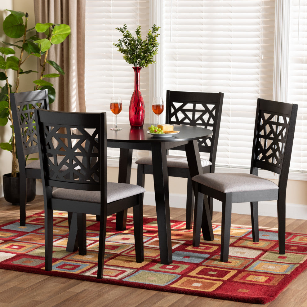 Merit 5-Piece Dining Set, Gray/Dark Brown