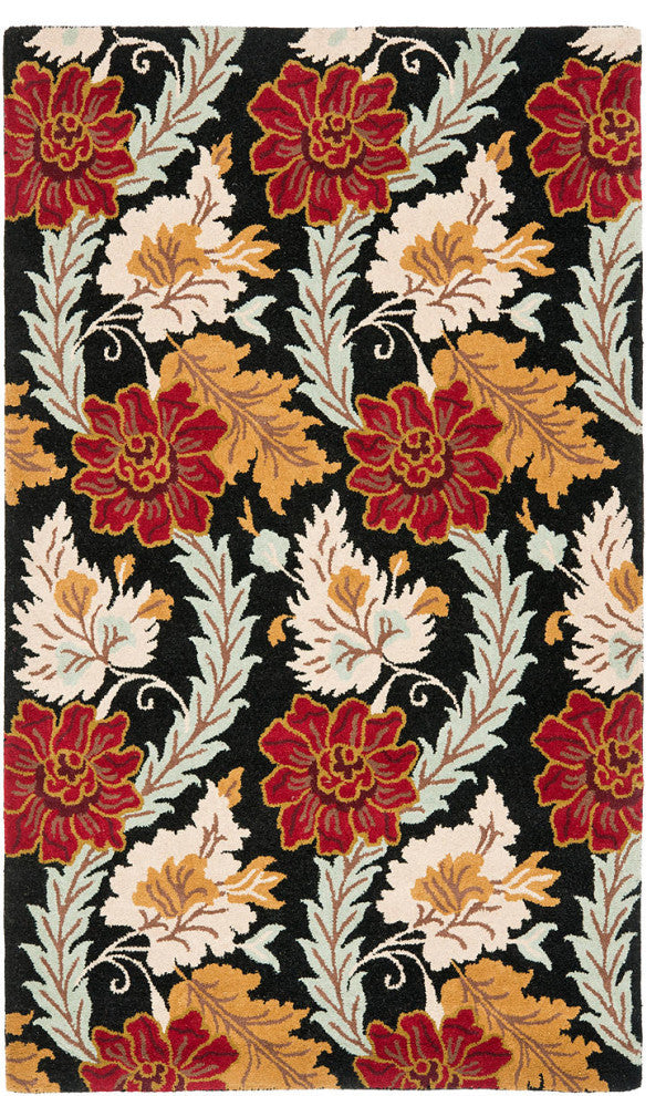 Safavieh Blossom Blm921A Floral Rug, Black/Multi, 6'0"x6'0" Round
