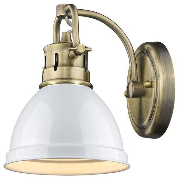 Golden Duncan 1 Light Bath Vanity, Aged Brass, White Shade