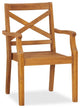 7-Piece Outdoor Teak Dining Set: 72" Round Table, 6 Grand Stacking Arm Chairs