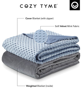 Cozy Tyme Kofi Weighted Blanket, Light Blue, 48"x72", 15LB