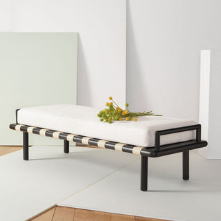 Safavieh Couture Constantine Teak Bench, Black/White
