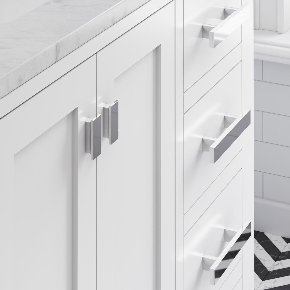 36" Wide Pure White Single Sink Bathroom Vanity, Faucet Included