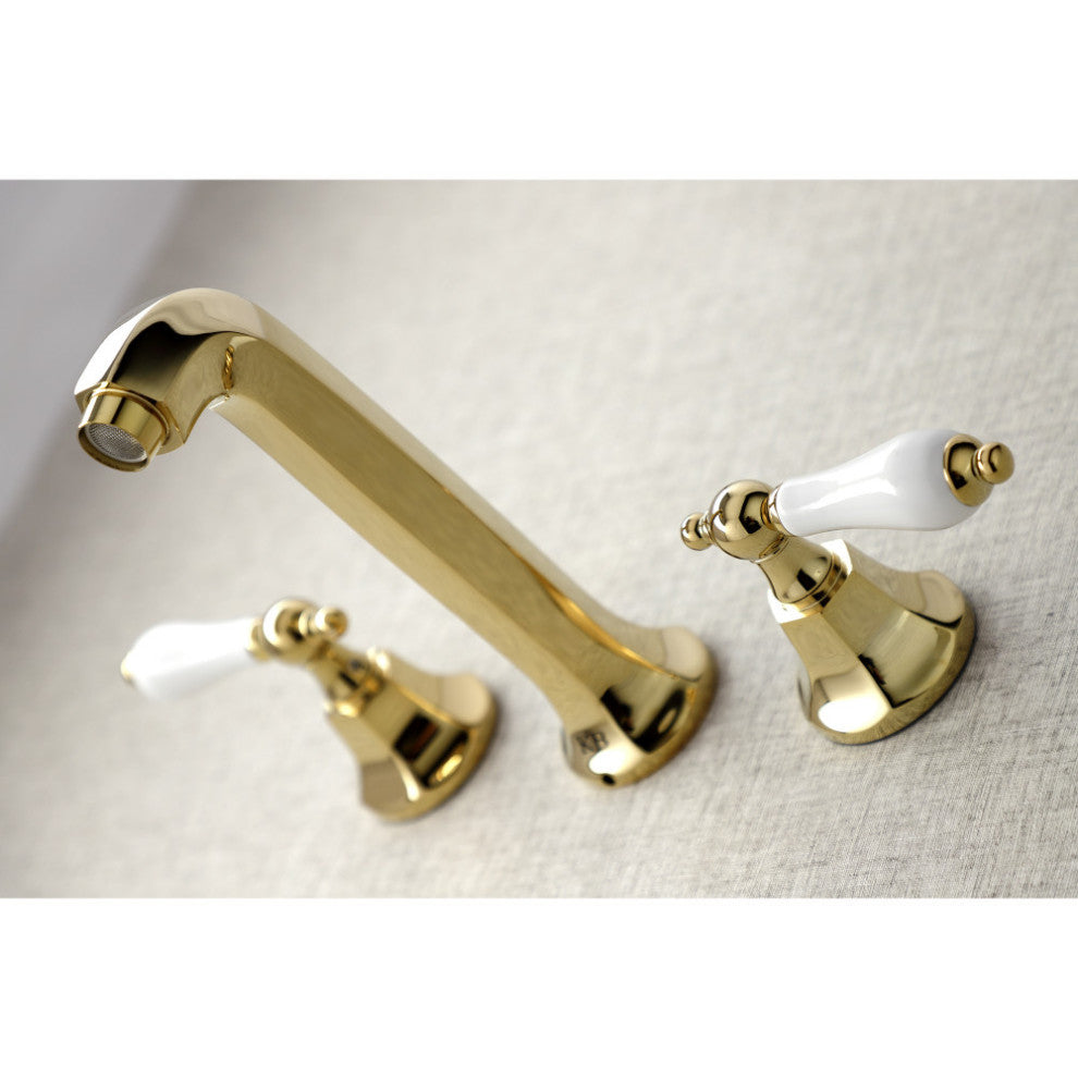 KS4022PL 2-Handle Wall Mount Tub Faucet, Polished Brass