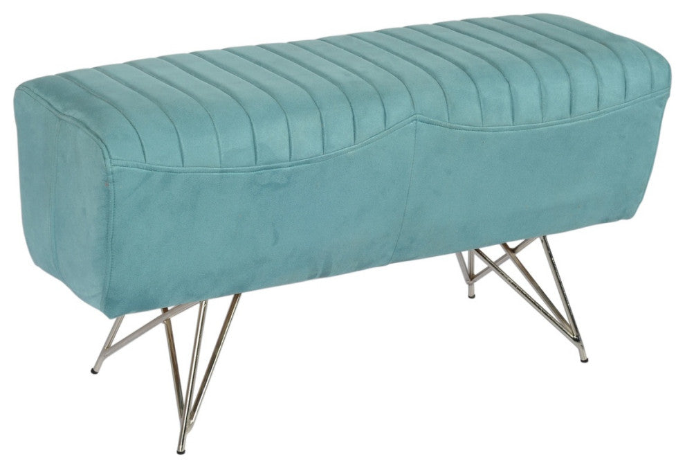 Rectangular Velvet Bench MAILE in Dusty Teal