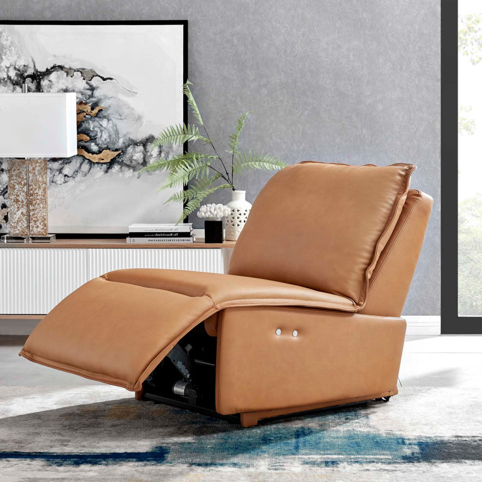 Accent Recliner Chair, Leather, Tan, Modern, Living Lounge Hotel Hospitality