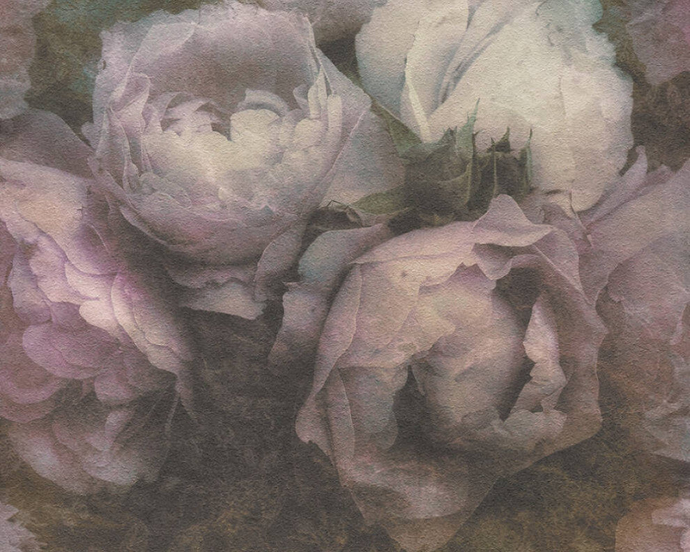 Floral Textured Wallpaper Featuring Peonies, 373922