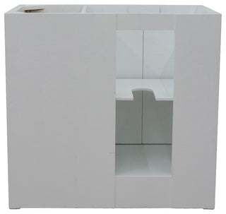 37" Single Vanity, Glacier Ash With White Carrara Top, Left Doors/Left Oval Sink