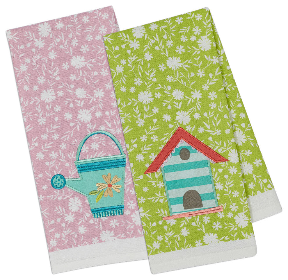 Watering Can Embellished Dishtowel