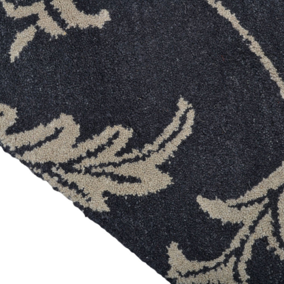 HAND TUFTED WOOL ECO-FRIENDLY AREA RUGS - Rectangle,Charcoal Beige,Floral