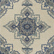 2' X 3' Ivory and Blue Damask Handmade Indoor Outdoor Area Rug