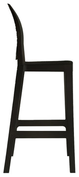 Designer Ghost Style Molded Plastic Bar Height Kitchen Stools For Dining, Black, Single Chair