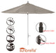 9' Round 360 Rotating Auto Tilt Umbrella, White, Sunbrella, Cast Silver