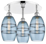 Ballston-Vaz 3-Light 18" Flush Mount, Polished Chrome, Princess Blue