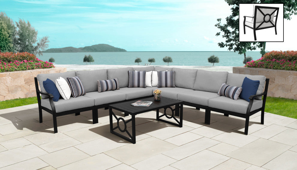 kathy ireland Madison Ave. 8 Piece Aluminum Patio Furniture Set 08a, Slate