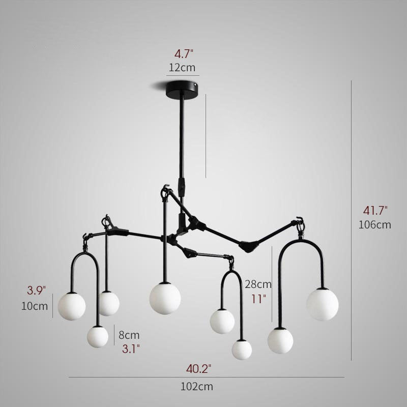 Airole | Creative Glass Chandelier for Living Room, Black, 8 Lights