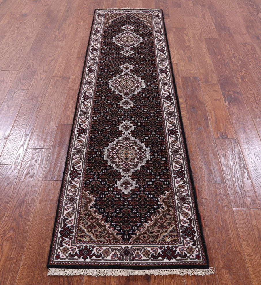 2' 2" X 8' 3" Runner Handmade Persian Tabriz Wool & Silk Rug - Q13043