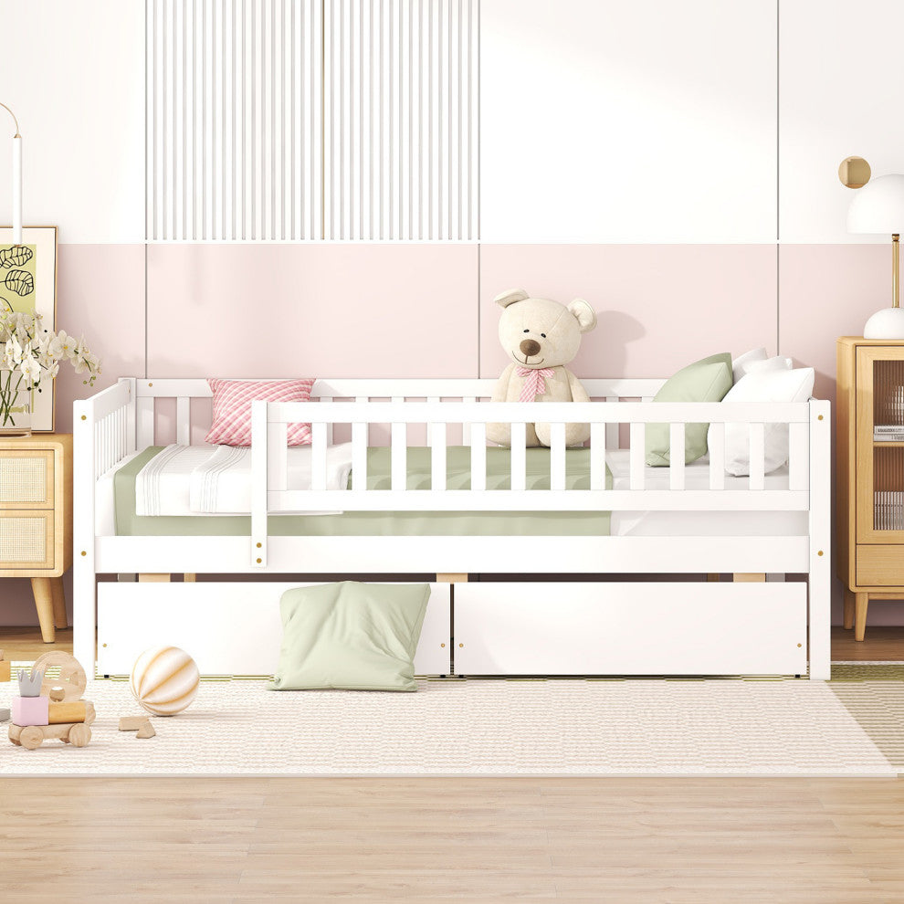 Gewnee Wood Full Size Daybed  with Two Drawers in White
