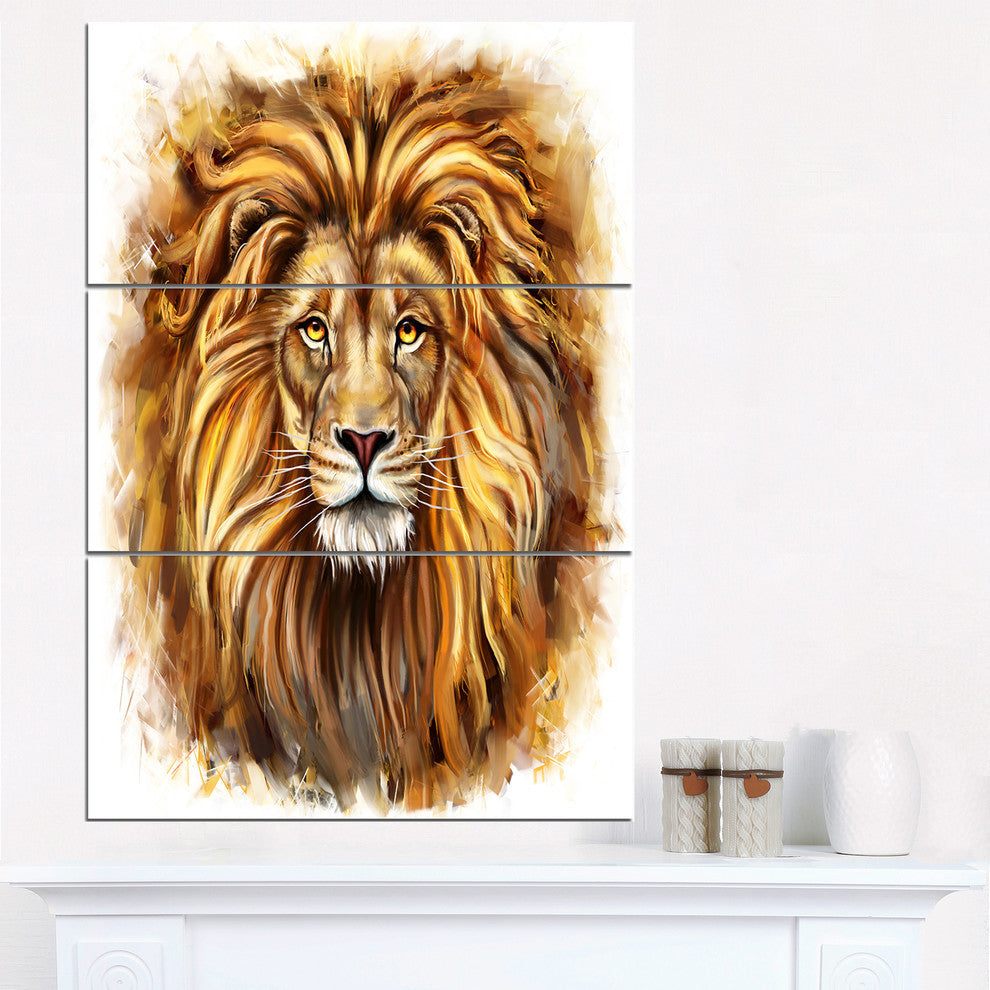 "Angry King of Forest" Glossy Metal Wall Art, 3 Panels, 28"x36"