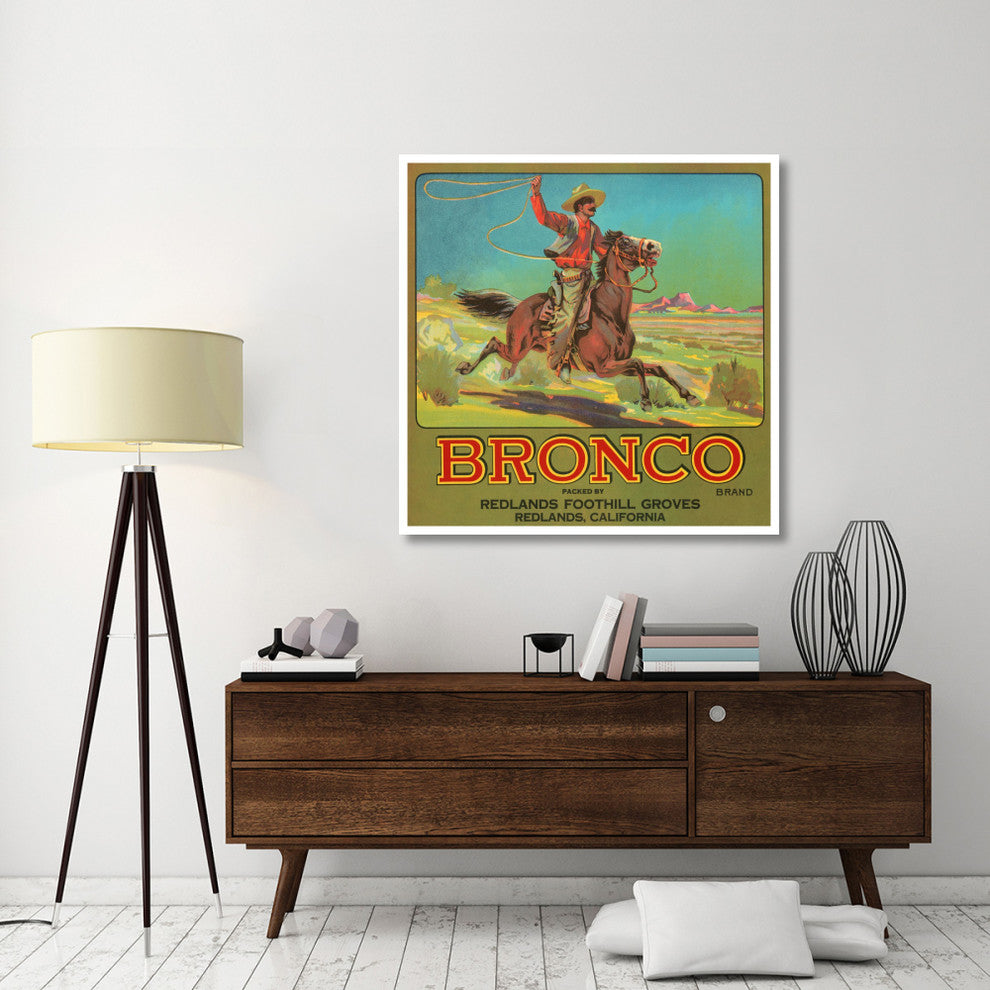 "Bronco Brand Crate Label" Digital Paper Print by Retrolabel, 46"x46"