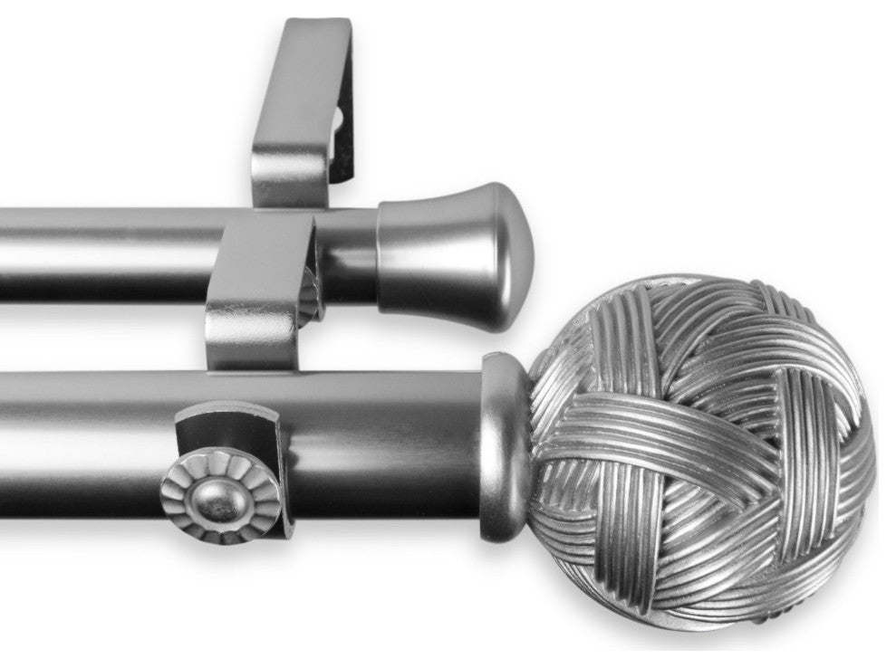 Zitta Double Curtain Rod 1" 120-170", Satin Nickel