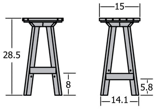Birch Round Bar Height Stool, Black