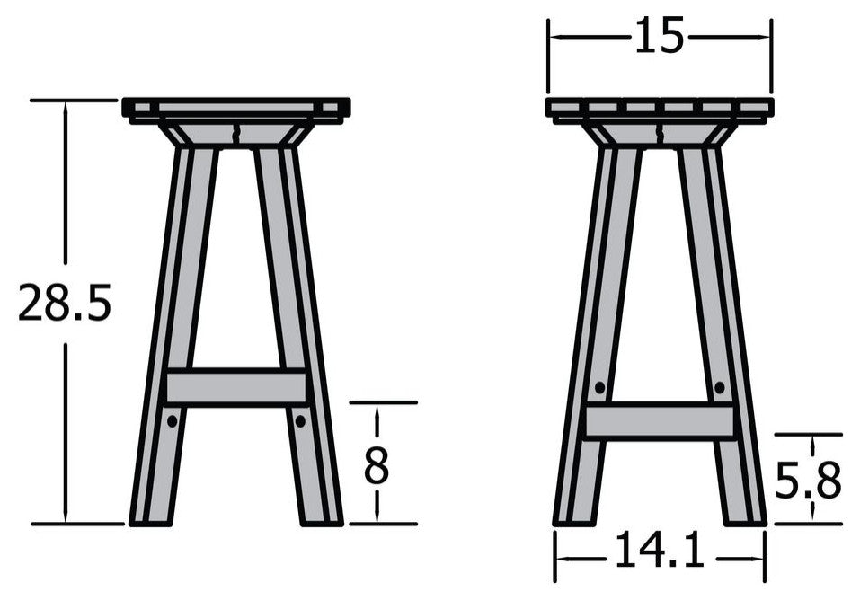 Birch Round Bar Height Stool, Black