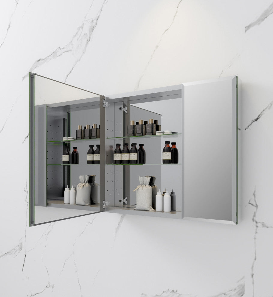 Fresca 30"Wx26"H Bathroom Medicine Cabinet With Mirrors, Beveled Edge