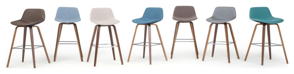Randolph Bentwood Counter Stool, Set of 2, Aqua Blue Linen Look Fabric