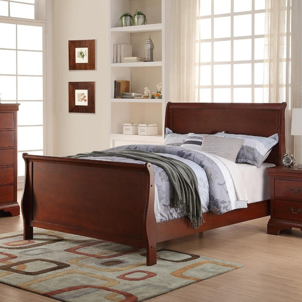 Benzara BM171680 Modern And Fashionable Twin Bed, Cherry