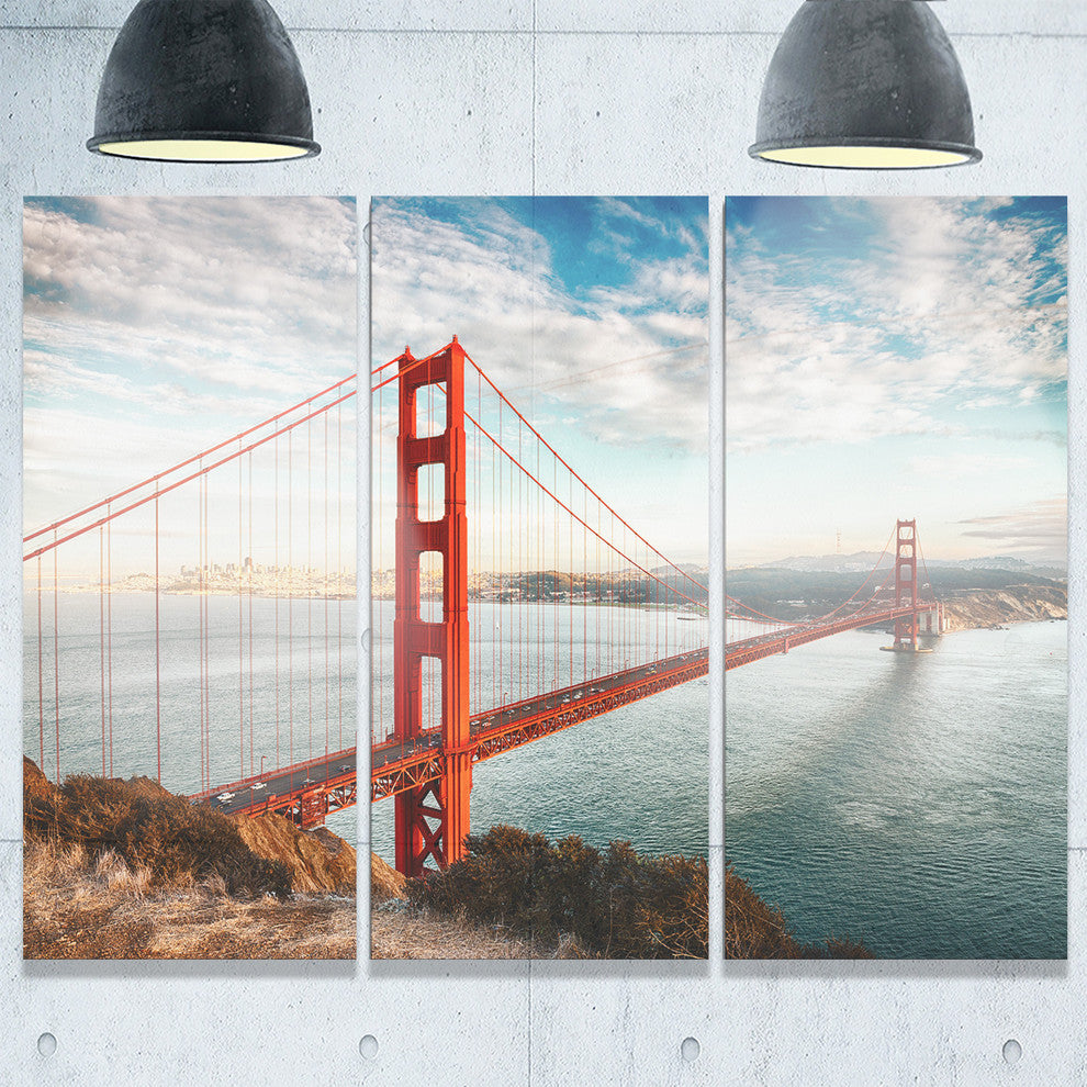 "Golden Gate Bridge in San Francisco" Metal Wall Art, 3 Panels, 36"x28"